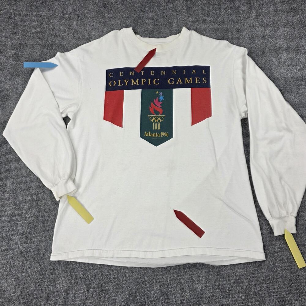 Vintage Atlanta 1996 Olympic Games Shirt Mens Large White Hanes Long Sleeve - Picture 10 of 16